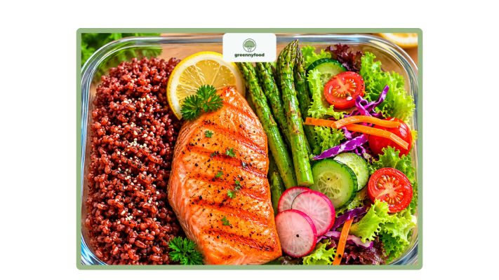 cơm healthy cá hồi ít calo giàu dinh dưỡng